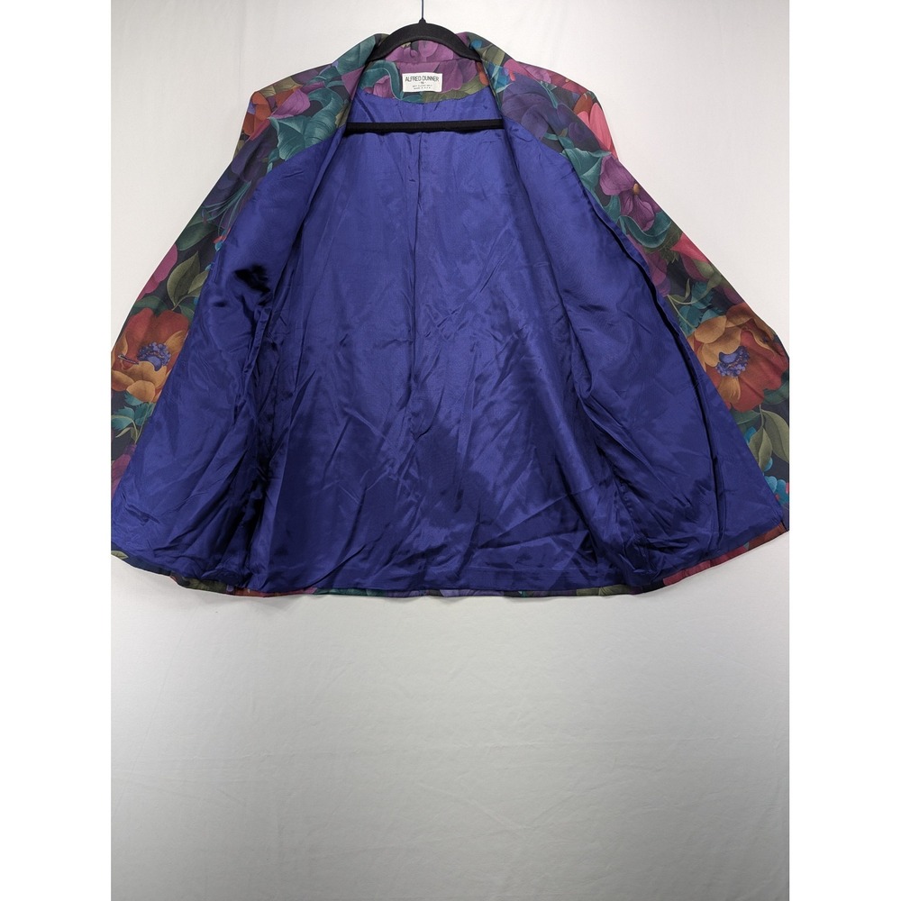 Alfred Dunner Vintage Floral Blazer Purple Blue 16 Made in USA Shoulder Pads - Picture 4 of 9